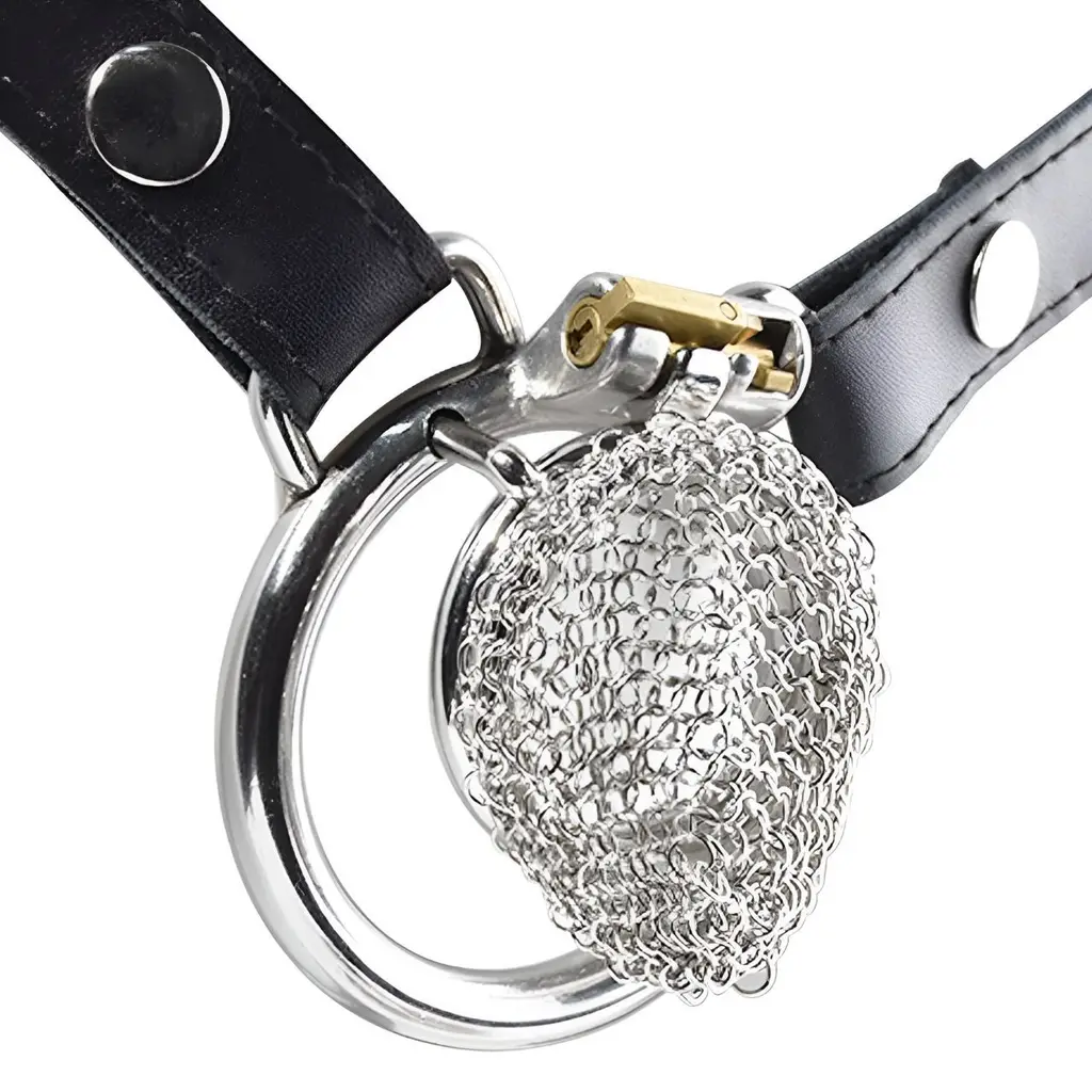 Mesh Chastity Lock Wearing Set Breathable And Comfortable - Wear A 55Mm Ring And Belt