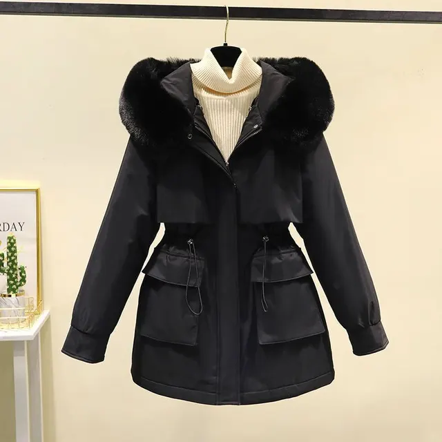 Women's Plus Size style Liner Detachable Down Cotton padded Coat Black - Shop at LoveMi