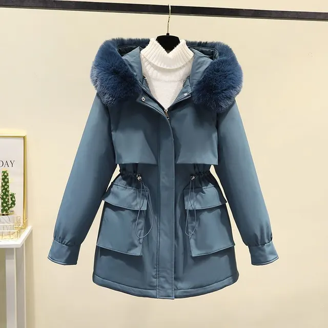 Women's Plus Size style Liner Detachable Down Cotton padded Coat Blue - Shop at LoveMi