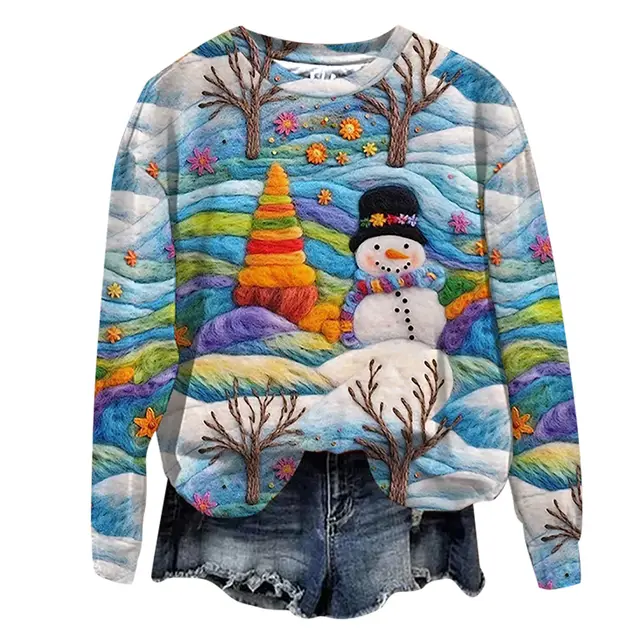 Christmas Street Fashion Round neck Shirt Top Style 2 - Shop at LoveMi