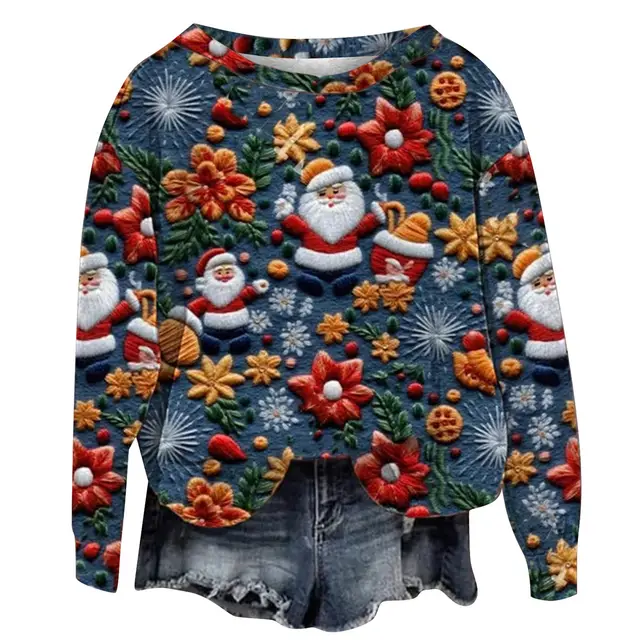 Christmas Street Fashion Round neck Shirt Top Style 6 - Shop at LoveMi