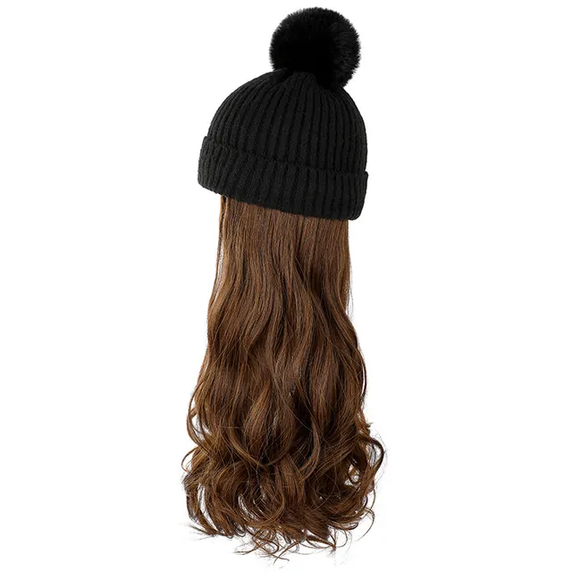 Autumn And Winter New Removable Fashion Woolen Hat Black Light Brown - Shop at LoveMi
