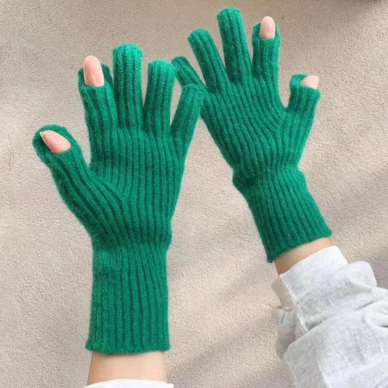 Women's Split-finger Wool Knitted Gloves - Forgive Color