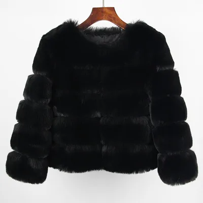 Women's Fox Faux Fur Coat Black - Shop at LoveMi