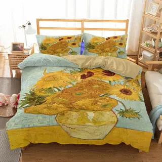 Three-piece Sunflower Quilt Cover Home Textile Bedding - Van Gogh Sunflower