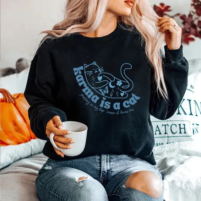 Women's Retro Crew Neck Sports Sweater Black - Shop at LoveMi