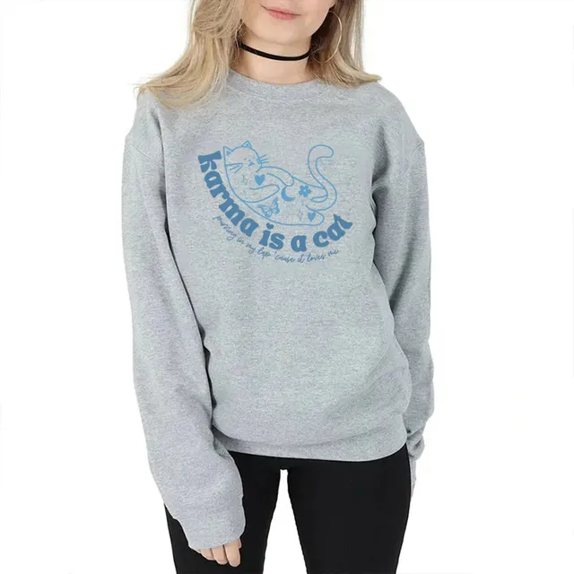 Women's Retro Crew Neck Sports Sweater Gray - Shop at LoveMi