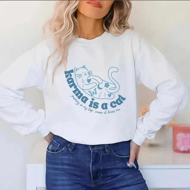 Women's Retro Crew Neck Sports Sweater White - Shop at LoveMi