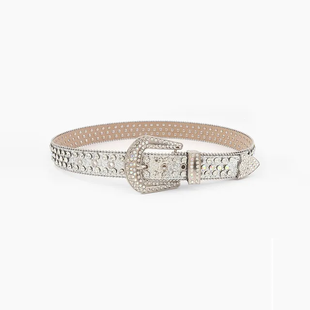 Versatile Fashion Edge Beads New Rhinestone Belt Women's Belt Silver - Shop at LoveMi