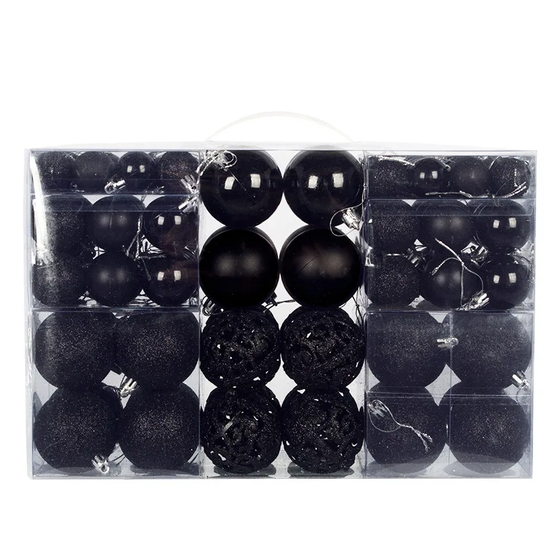 Christmas Ball Hanging Boxed Decorations - 100 Boxed Black