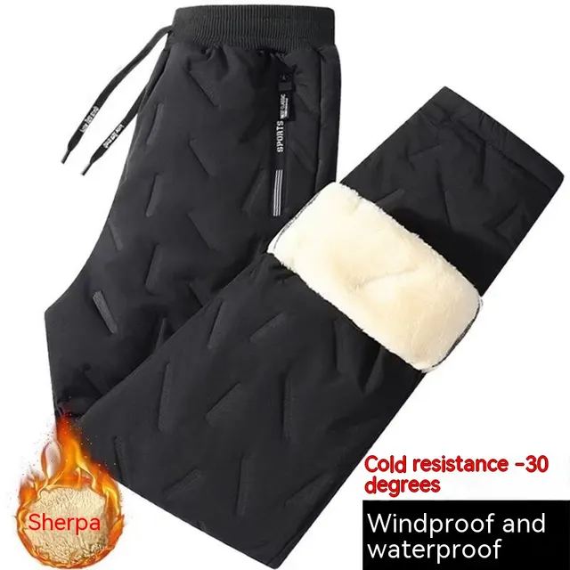 Fleece lined Thickened Snow Lady Down Cotton Pants Black Straight - Shop at LoveMi