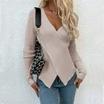 Irregular Cross Sweater Women's Top - Khaki
