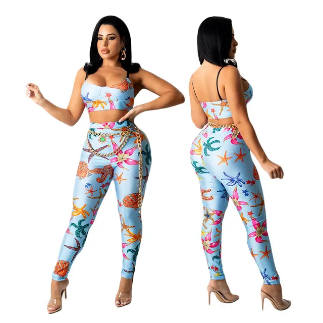 Sexy Fashion Printed Trousers Casual Two piece Suit K7034 2 - Shop at LoveMi