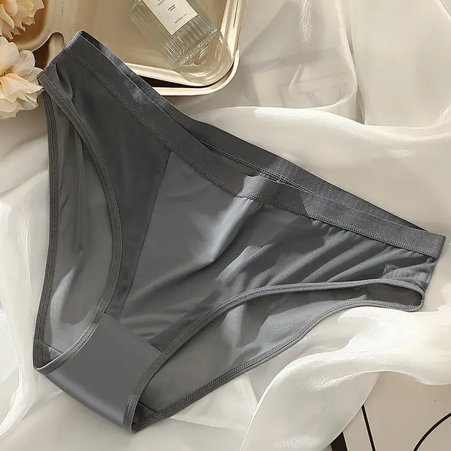 Mesh Ultra thin Briefs Quick drying Cotton Crotch Underwear Women's Foreign Trade Cocoa Gray - Shop at LoveMi