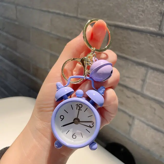 Cute Mini Alarm Clock Keychain Handbag Pendant Purple - Shop at LoveMi