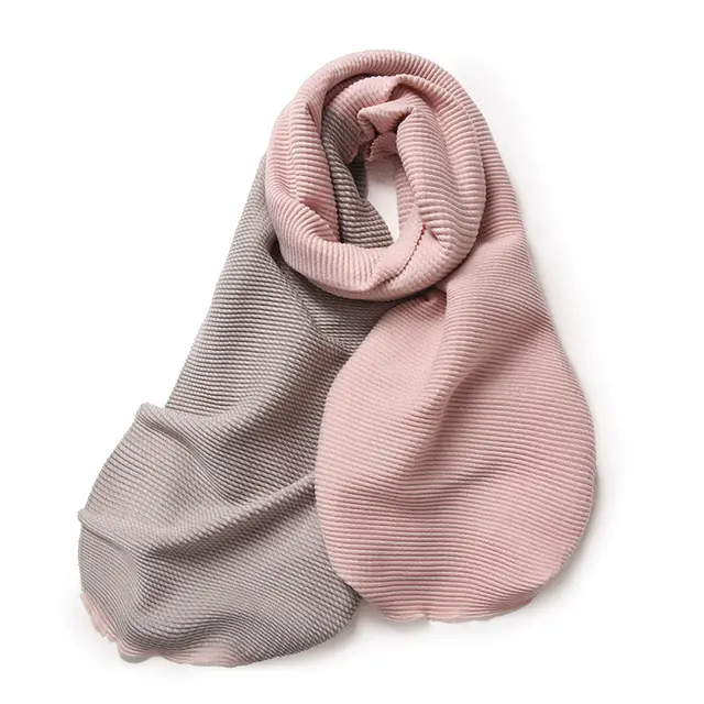 Gradient Mixed color Scarf Winter Double sided Wrinkled Imitation Cashmere Scarf Popular Versatile And Elegant Shawl For Women Pink Grey - Shop at LoveMi