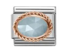 Sh Oval Golden Edge Light Blue
