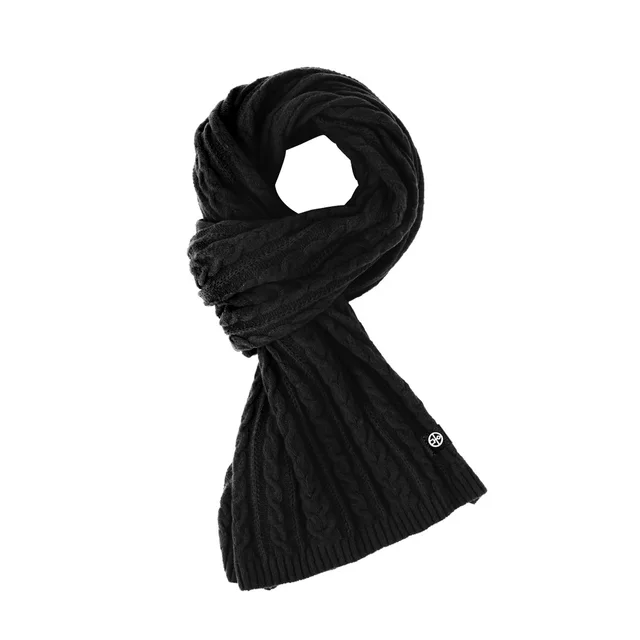 Solid Color Scarf For Women Winter Warm Fashion Versatile Shawl Korean Style Sweet Knitted Woolen Long Scarf Black - Shop at LoveMi