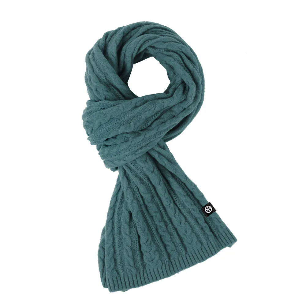 Solid Color Scarf For Women Winter Warm Fashion Versatile Shawl Korean Style Sweet Knitted Woolen Long Scarf Lake Blue - Shop at LoveMi