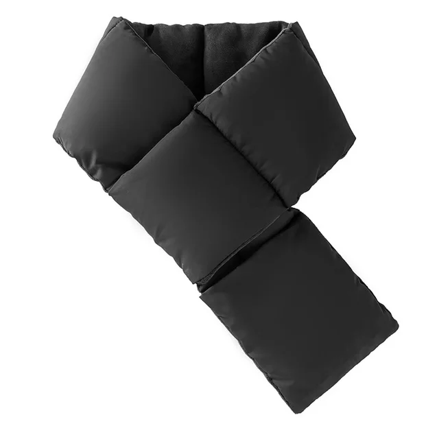 Warm Cross design Pocket Scarf For Women Winter Outdoor Sports Skiing Cold proof Down Cotton Plus Velvet Short Scarf Black - Shop at LoveMi
