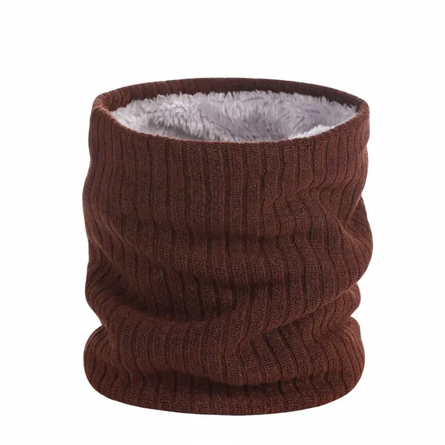 Thickened Velvet Warm Plush Scarf Fashion Solid Color Wool Knitted Scarf For Men Women Autumn And Winter Coffee - Shop at LoveMi