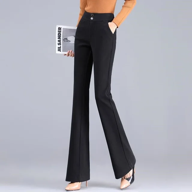 Weila Woolen Pants Women's Autumn And Winter Suit Pants Black - Shop at LoveMi
