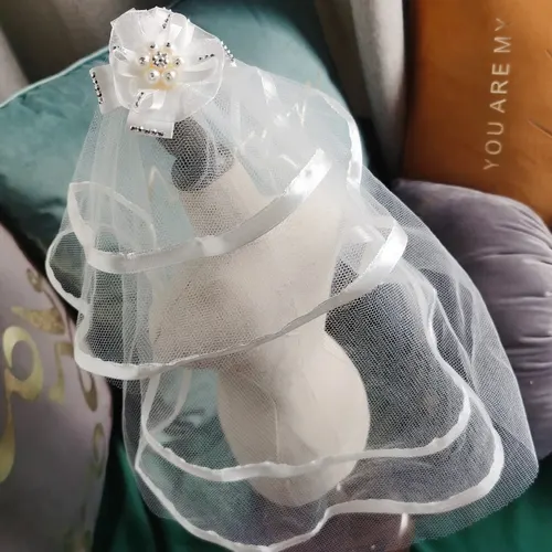 Pahnli Favorite Pet Dog Supplies Accessory Headdress Jewelry Hairpin Bow Lace White Veil - Shop at LoveMi