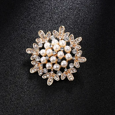 Rhinestone encrusted Pearl Brooch Anti exposure Accessories Xd9122 Gold - Shop at LoveMi