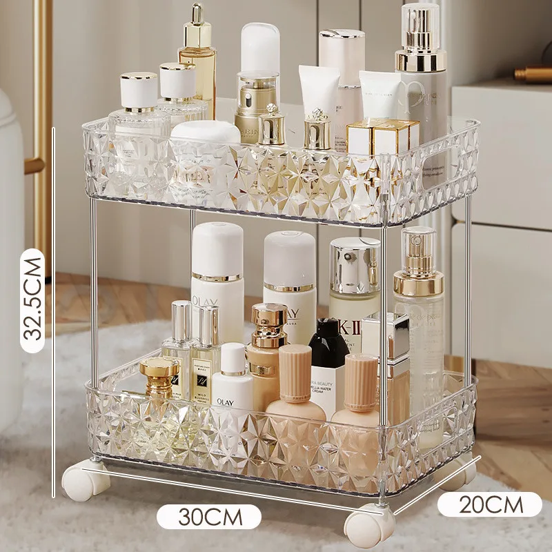Light Luxury Bathroom Floor Trolley Mobile Toilet Gap Toilet Bathroom Cosmetics Storage Rack White Double Layer Wheels - Shop at LoveMi