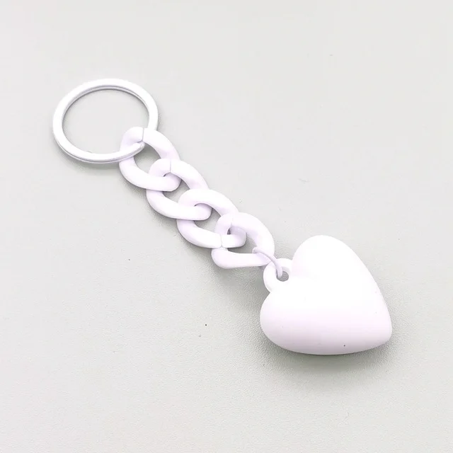 Heart shaped Keychain Acrylic Chain Ring Accessories Graduation Gift White - Shop at LoveMi
