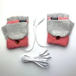 USB Electrically Heated Gloves Half Finger Gloves Indoor Outdoor - Orange - View 1