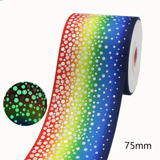 75mm Luminous Threaded Braid Hair Bow Ingredients Solid Color Rainbow Bronzing Fluorescent Ribbon - 4