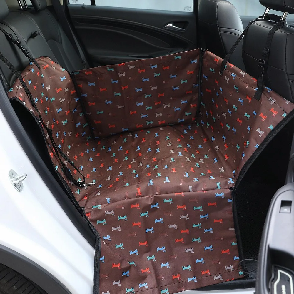 Rear Printed Double Layer Waterproof Pet Car Mat Pet Cat Dog Protection Pet Hanging Basket Coffee Puppy - Shop at LoveMi