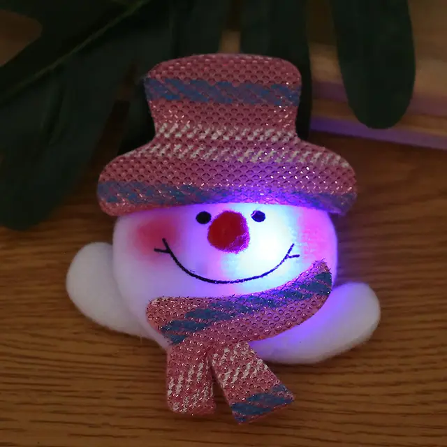 Christmas Luminous Brooch Cartoon Badge Ornament Color Luminous Snowman Style - Shop at LoveMi