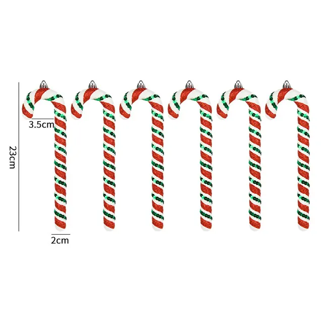 Red White And Green Painted Glitter Crutches Photography Shooting Props Christmas Decorations 23Cm Red White Green 6Pc - Shop at LoveMi