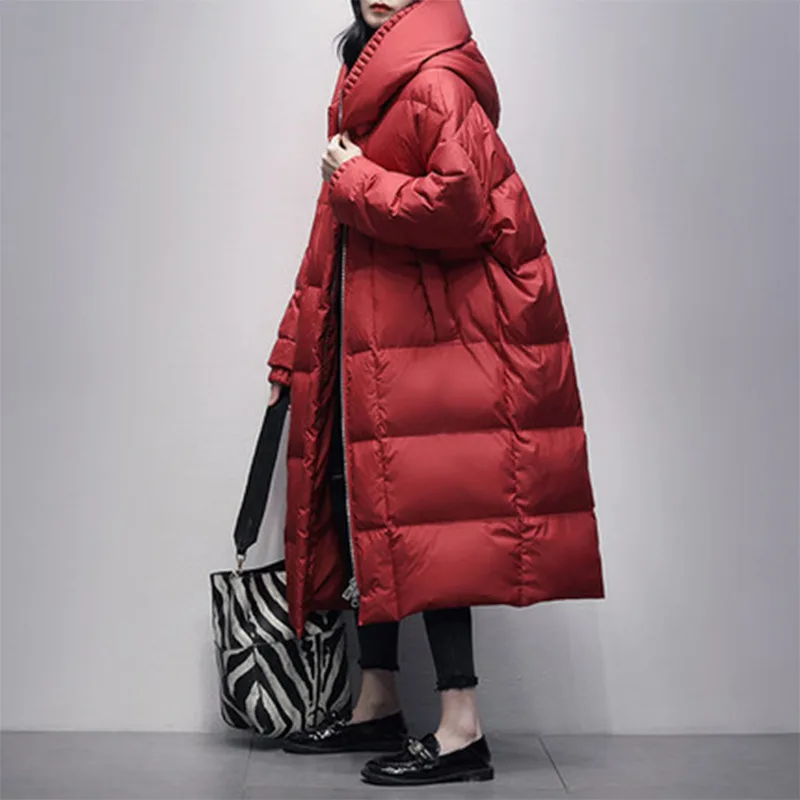 Winter Fleece lined Thickened 90 White Duck Down Jacket Red - Shop at LoveMi