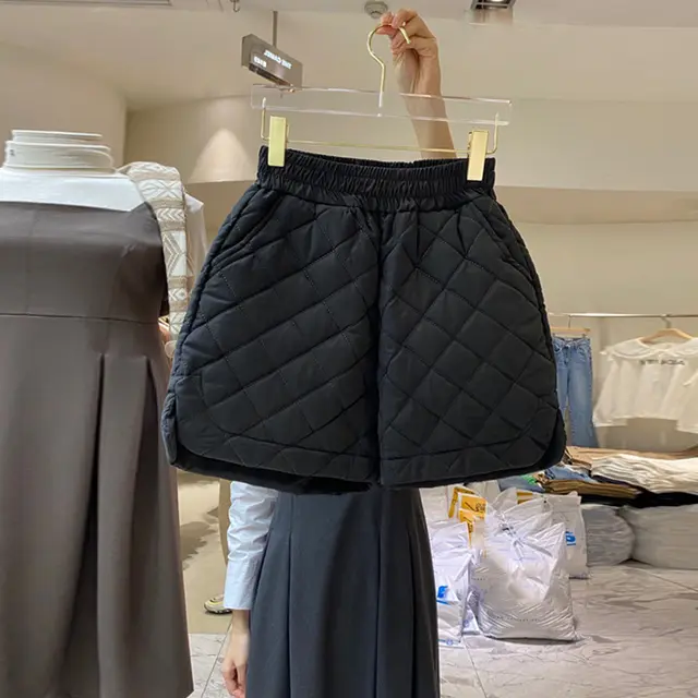 High Waist Thickened Wide leg A Line Shorts Slimming Versatile Women's Outer Boot Pants Black - Shop at LoveMi