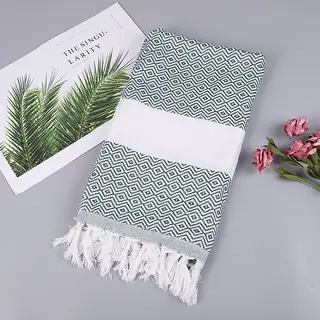 Handmade Tassel Blanket Turkish Beach Towel - 5 13 Army Green