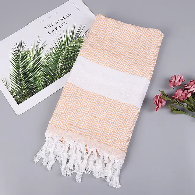 Handmade Tassel Blanket Turkish Beach Towel 5 14 Light Orange - Shop at LoveMi