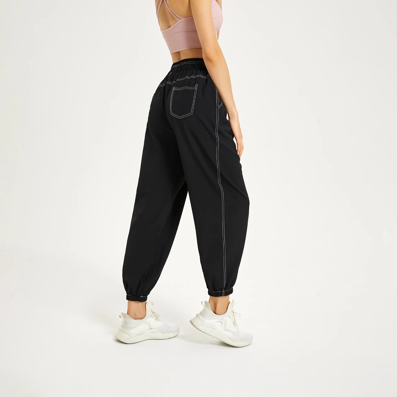 Casual Quick-drying Fitness Breathable High Waist Workout Pants - Classic Black