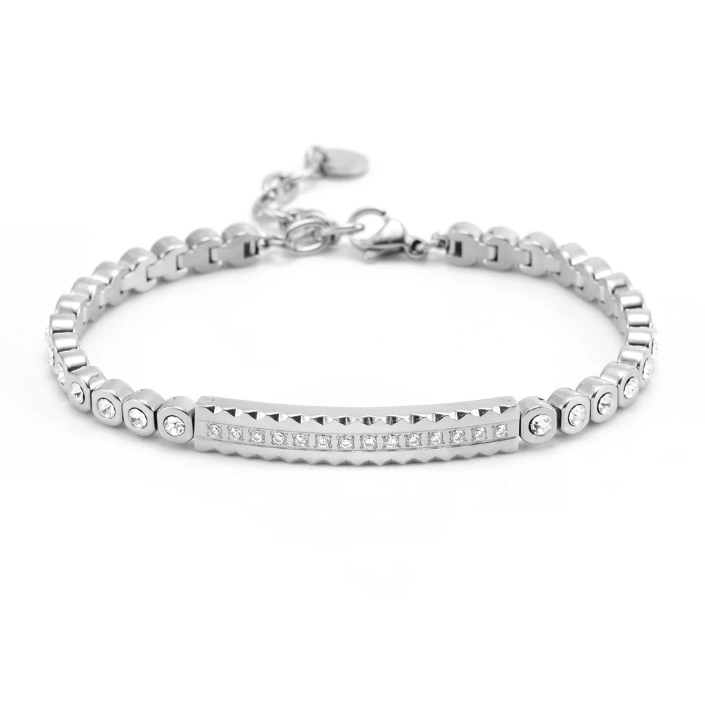 Popular Light Luxury Advanced Inlaid Stone Shining Star Bracelet - Steel