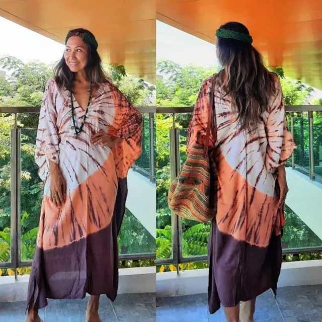 Beach Cover up Robe Vacation Sun Protection Shirt Orange Purple - Shop at LoveMi