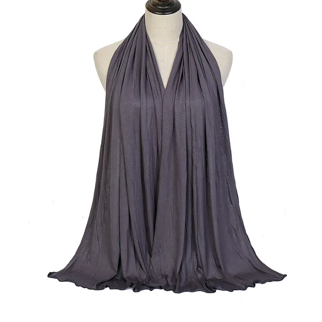 Cotton Women's Knitted Long Muslim Shawl Plain Soft Women's Islamic Headscarf Gray - Shop at LoveMi