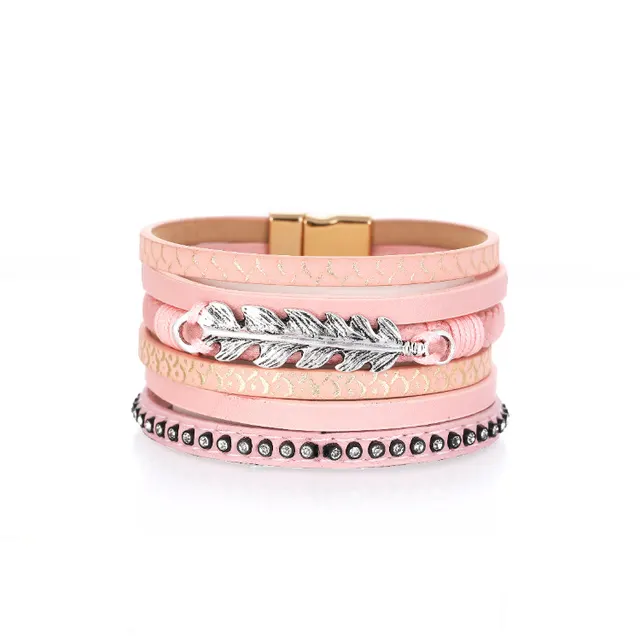 Creative Geometric Leaves Fashion Leather Bracelet Sz00258 1 - Shop at LoveMi