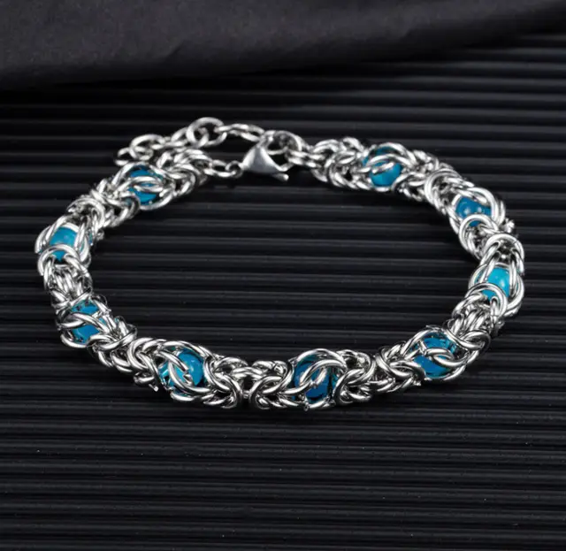 Klein Blue Beads Advanced Design Heavy Metal New Bracelet For Women Sky Blue - Shop at LoveMi