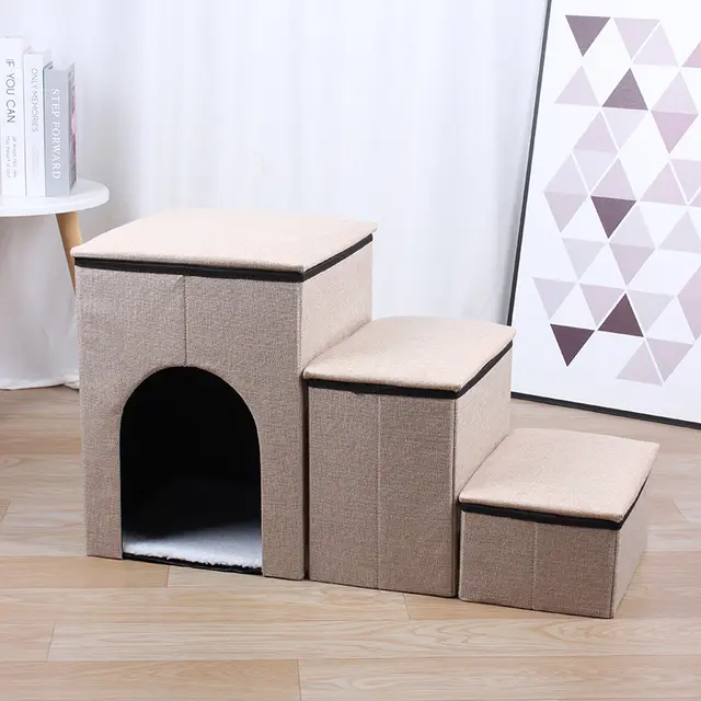 Pet Ladder Dogs And Cats Step Foldable Khaki - Shop at LoveMi