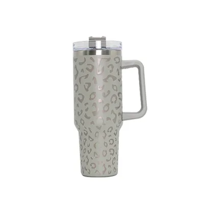304 Stainless Steel Vacuum Cup Second Generation 40oz Cup Laser Leopard Print Gray - Shop at LoveMi