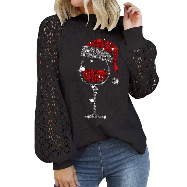 Floral Print Long Sleeve Pullover Women Black - Shop at LoveMi