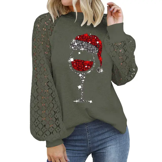 Floral Print Long Sleeve Pullover Women Green - Shop at LoveMi