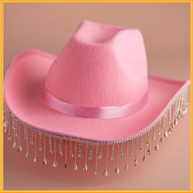 Fashion Western Denim White Hat Pink Cowboy Hat - Shop at LoveMi